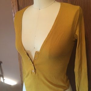 Mustard yellow long sleeve bodysuit